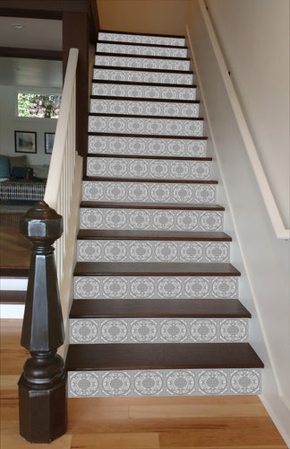 Grey Mosaic Tile Painted Stairway, 15 Stairs