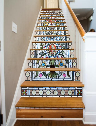 Stained Glass Flowers, 16 Stairs