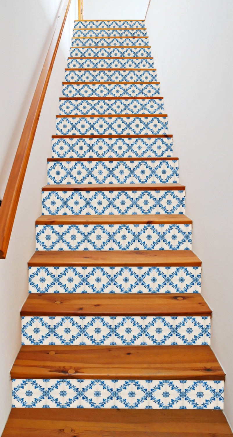 Tile Vine Painted Stairway, 15 Stairs